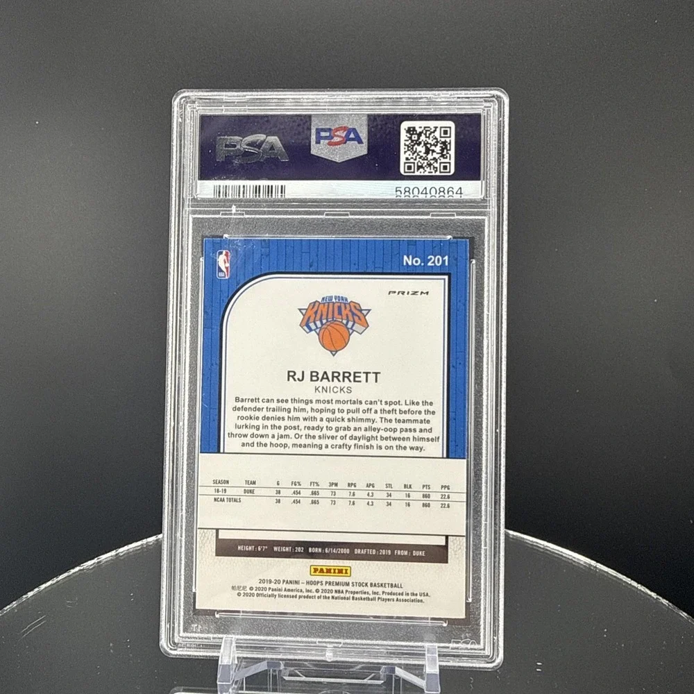 RJ Barrett 2019-20 Panini Hoops Premium Silver Mojo Prizm PSA 9 RC